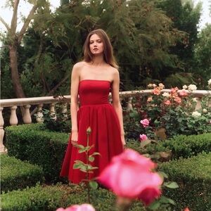 NWOT Reformation buttercup Red Strapless Dress